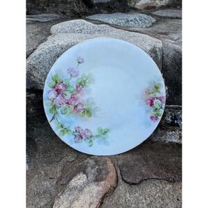 Vintage Bavaria Porcelain Plate Pink Clover Floral Gold Rim 7.75 Inch German